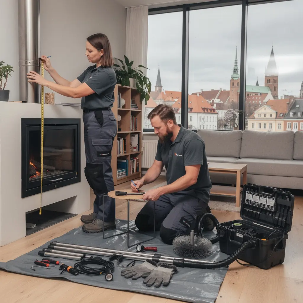 Skursteņa vāks, jauna skursteņa vāka uzstādīšana uz skursteņa.